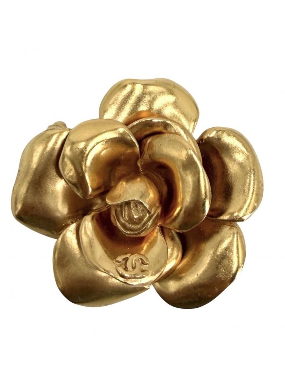 Chanel Brooch Flower Camellia Vintage Gold Plated